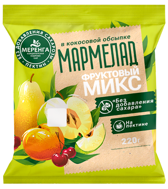  Меренга Мармелад без сахара в кокосовой обсыпке Фруктовый микс, 220г   в Печоре