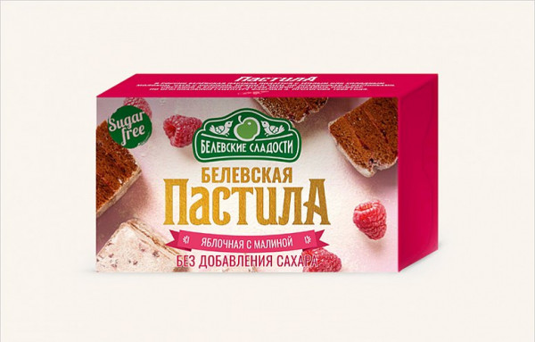 №2 Пастила  200г диетическая с МАЛИНОЙ, НОВЫЙ ФОРМАТ (4*50г)   в Печоре