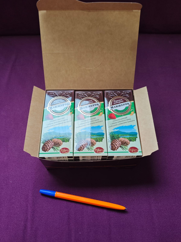   Риф и Ко Шоколадная плитка «Манжерок»(кедровые орехи, клубника, кунжут)  (блок 18шт по 55г)    в Печоре