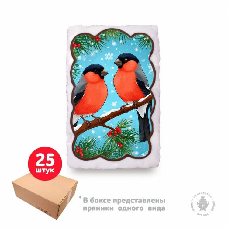  Пряник 130г новогодний "Снегири", (коробка 25шт)  в Печоре