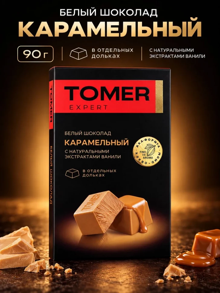  Фабрика Томер  Белый шоколад КАРАМЕЛЬНЫЙ, 90г  в Печоре