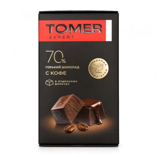 №1 Фабрика Томер  Горький (70%) шоколад с КОФЕ, 90г  в Печоре